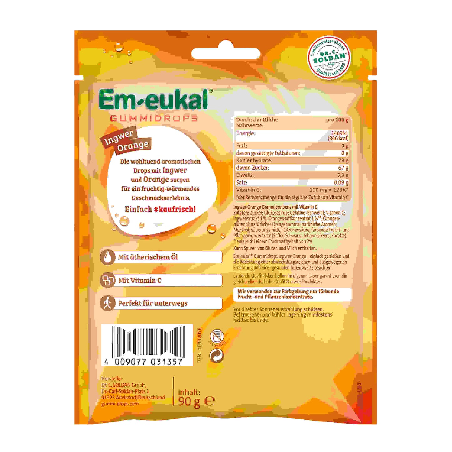 Em-eukal Gummidrops Ingwer - Orange zh. 90g