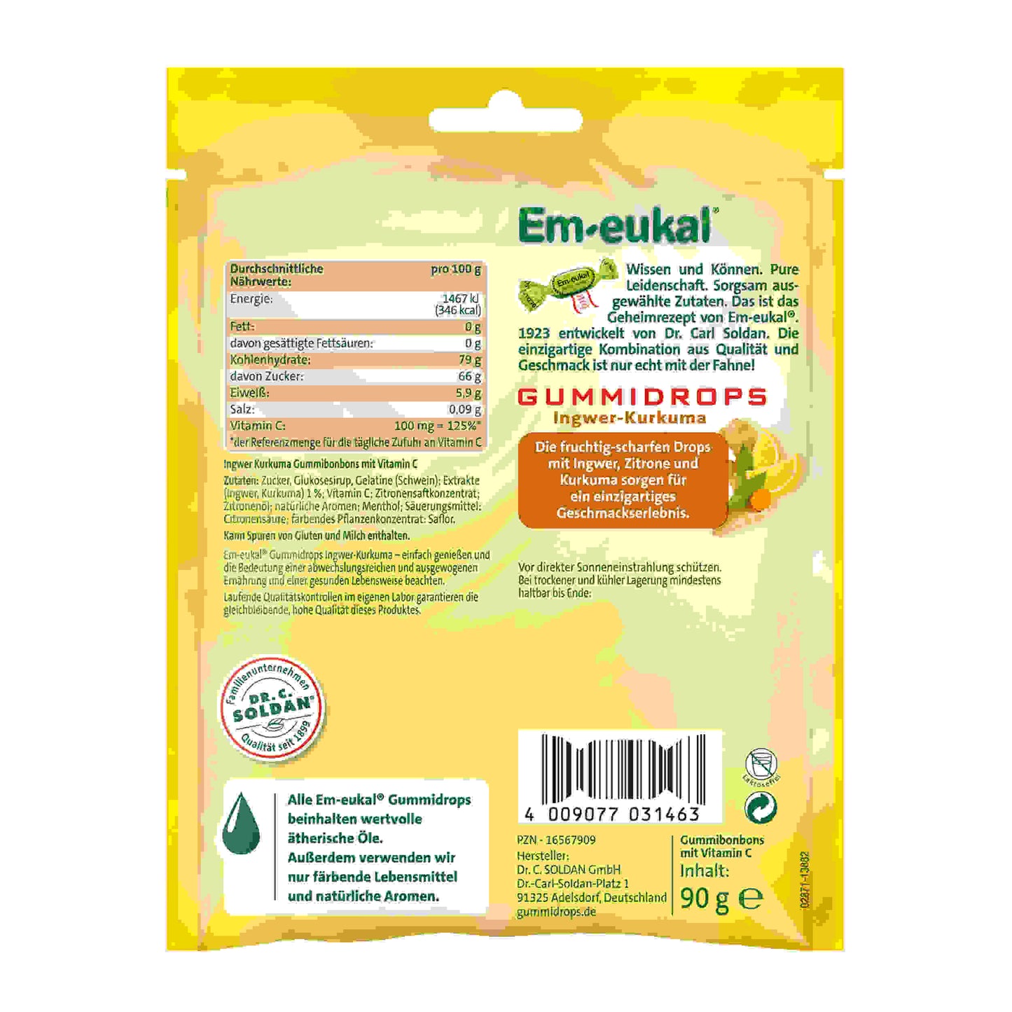 Em-eukal Gummidrops Ingwer-Kurkuma zh. 90 g