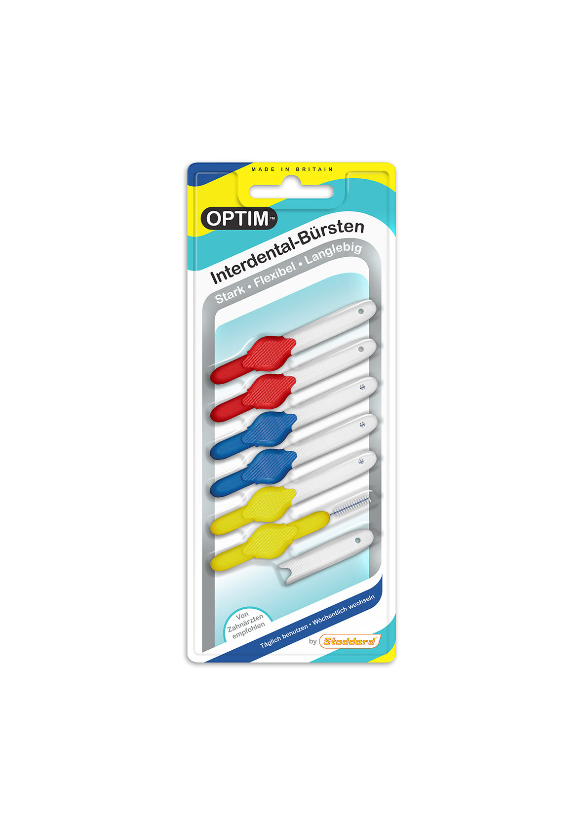 OPTIM interdental brush 6 er blister pack MIX MEDIUM R/B/Y